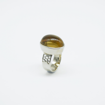 Statement Oval Cabochon Citrine Ring in 925 Silver