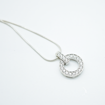 Cubic Zirconia Circle Pendant in 925 Silver