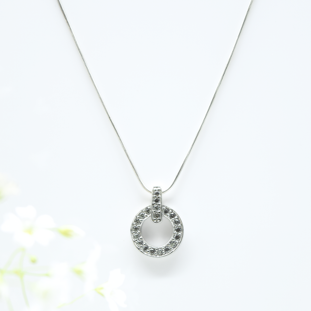 Cubic Zirconia Circle Pendant in 925 Silver