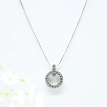 Cubic Zirconia Circle Pendant in 925 Silver