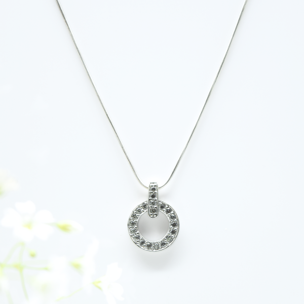 Cubic Zirconia Circle Pendant in 925 Silver