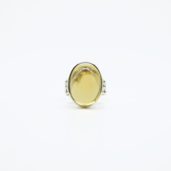 Statement Oval Cabochon Citrine Ring in 925 Silver