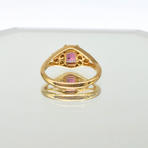 Pink Tourmaline & Diamond Ring in 14K Yellow Gold