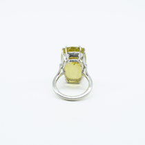 Large Faceted Lemon Topaz Ring in 925 Silver
