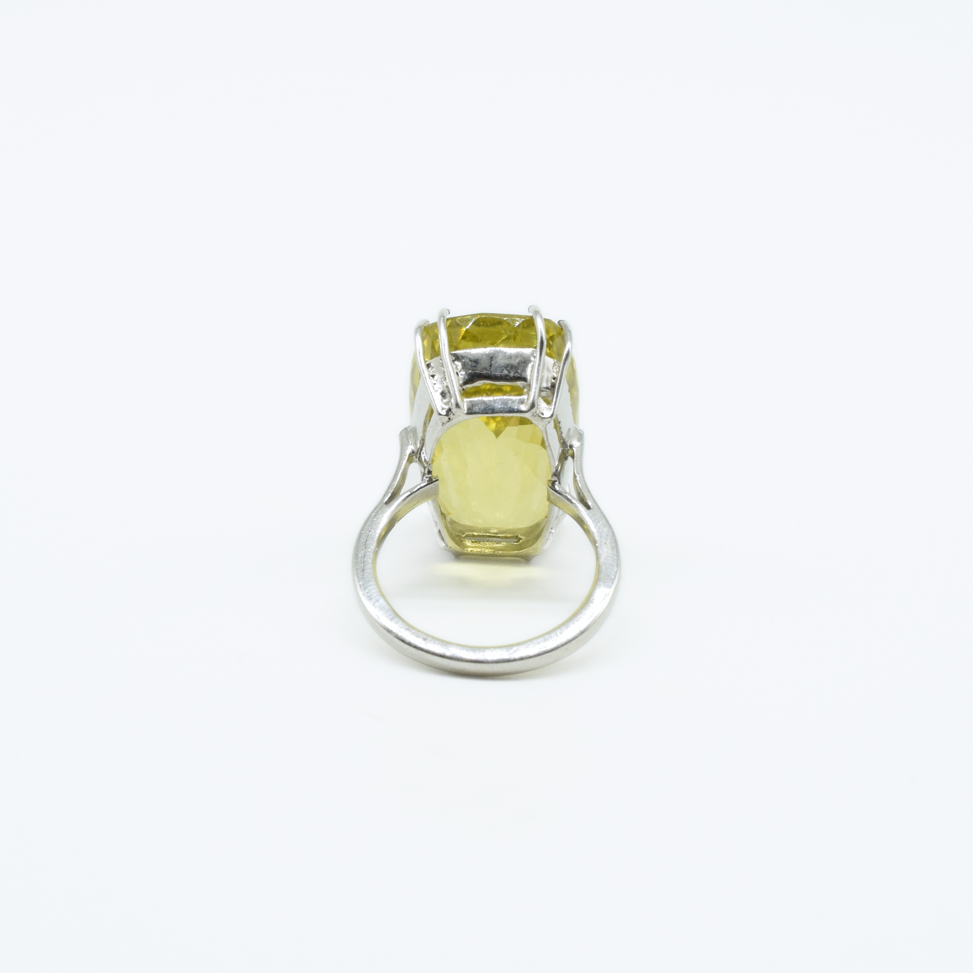 Large Faceted Lemon Topaz Ring in 925 Silver