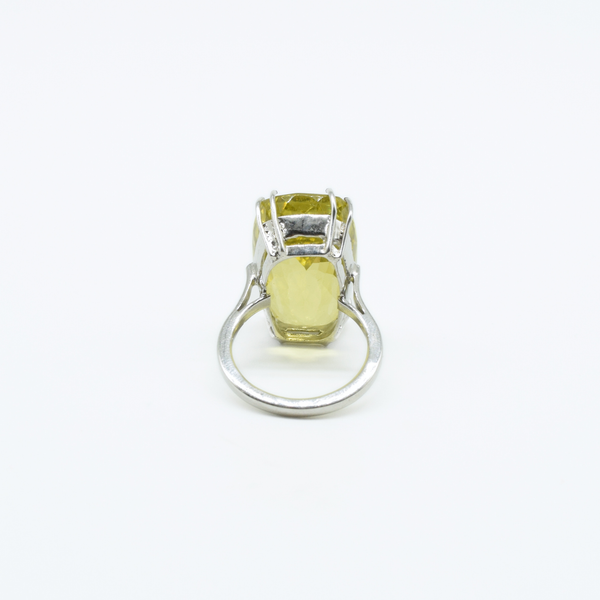 Large Faceted Lemon Topaz Ring in 925 Silver