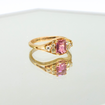 Pink Tourmaline & Diamond Ring in 14K Yellow Gold