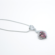 Pink Tourmaline & Diamond Pendant in 925 Silver