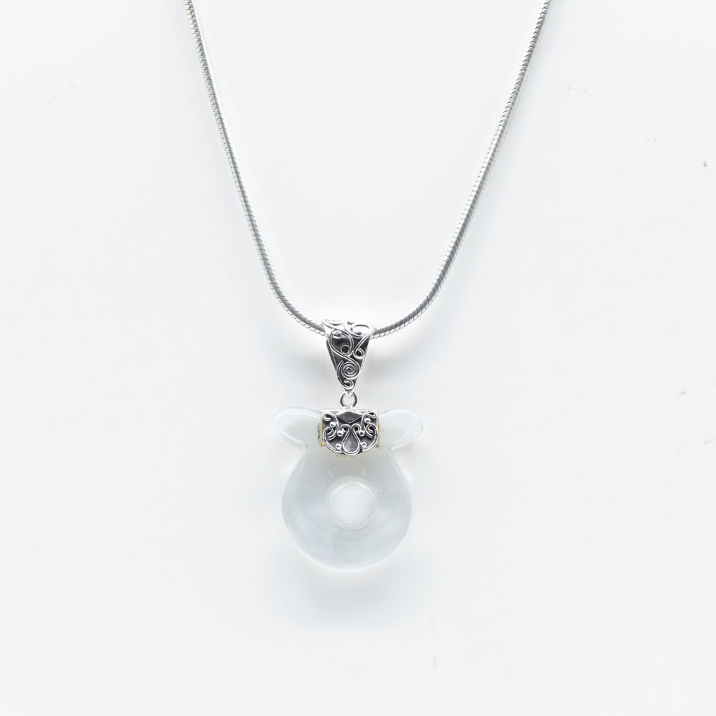 Crystal Quartz Pendant with Filigree Work in 925 Silver
