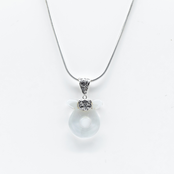 Crystal Quartz Pendant with Filigree Work in 925 Silver