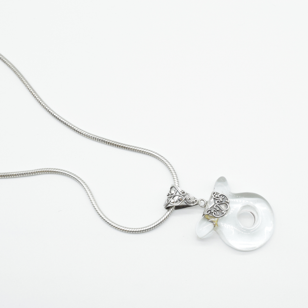 Crystal Quartz Pendant with Filigree Work in 925 Silver