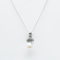Baroque Pearl & Diamond Pendant in 925 Silver