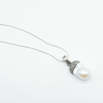 Baroque Pearl & Diamond Pendant in 925 Silver
