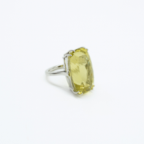 Large Faceted Lemon Topaz Ring in 925 Silver