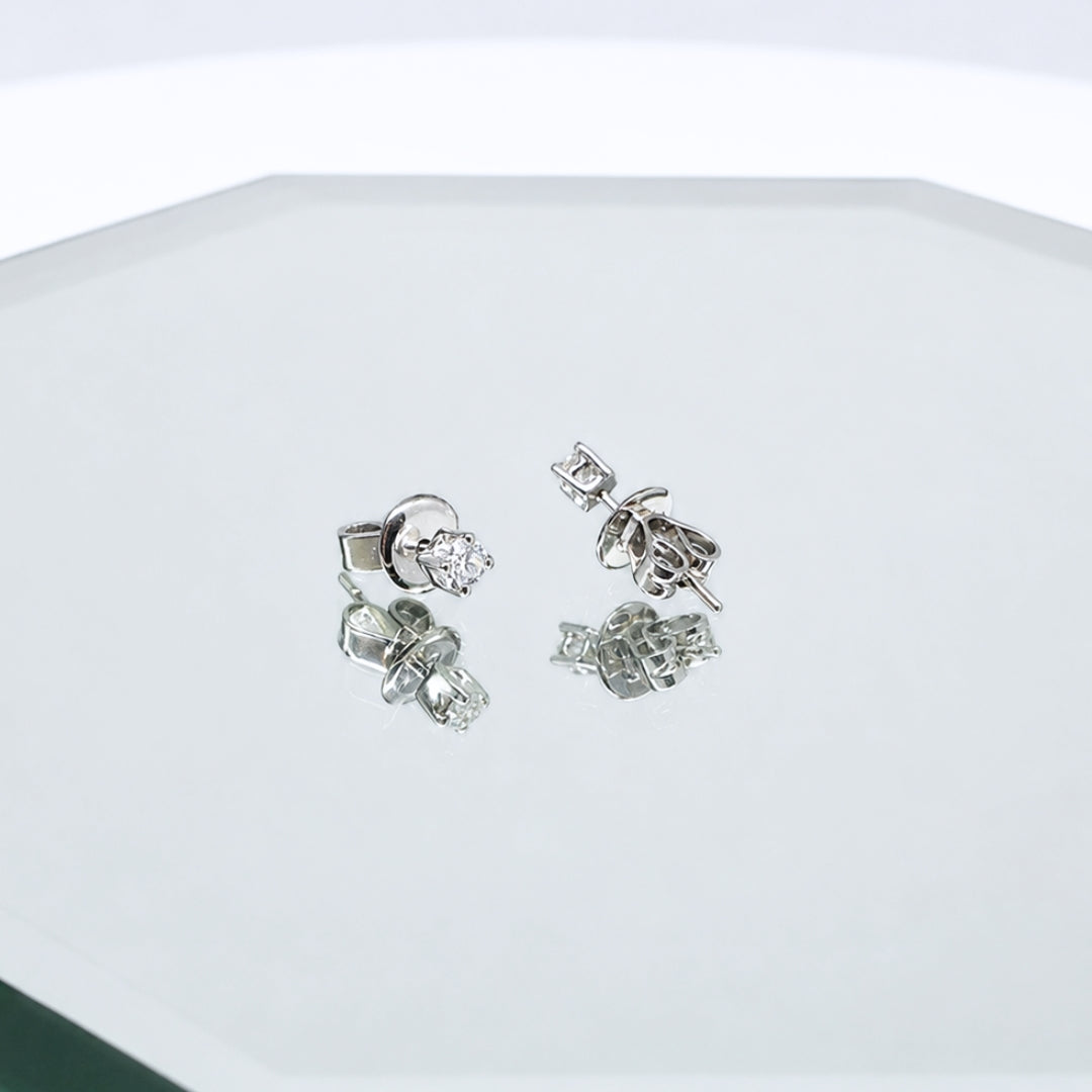 Petite Diamond Earrings in 14K White Gold Main image