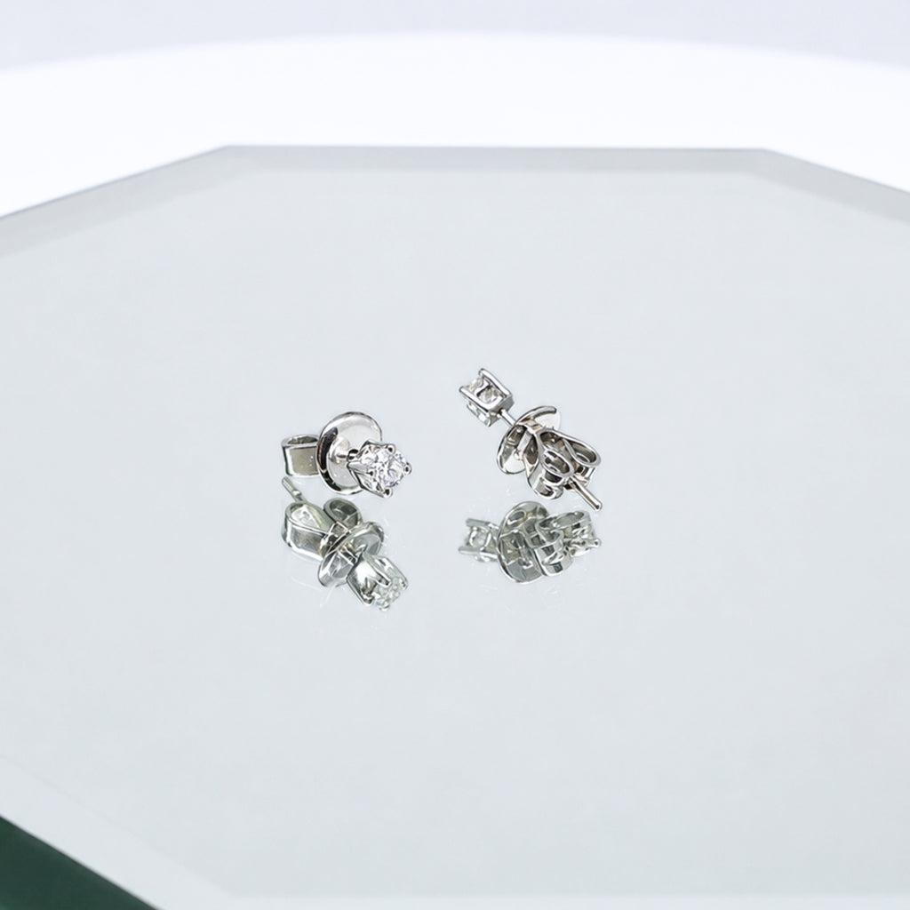 Petite Diamond Earrings in 14K White Gold