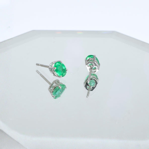 Emerald Earrings in 18K White Gold