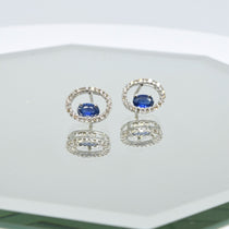 Blue Sapphire Earrings in 18K White Gold