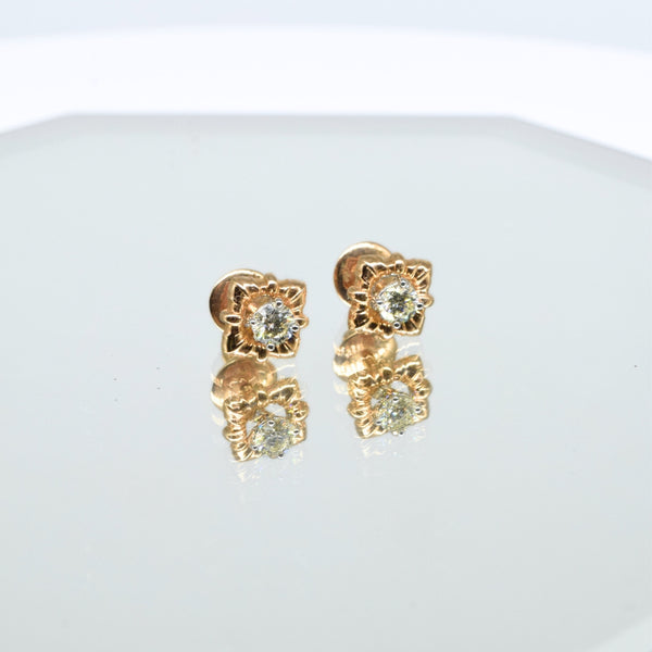 Classic Diamond Earrings in 18K Yellow Gold