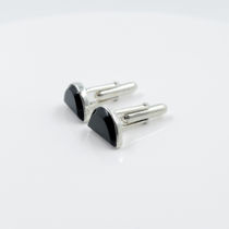 Half Moon Black Onyx Cufflinks in 925 Silver