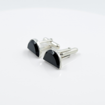 Half Moon Black Onyx Cufflinks in 925 Silver