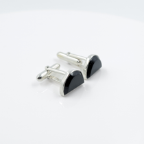 Half Moon Black Onyx Cufflinks in 925 Silver