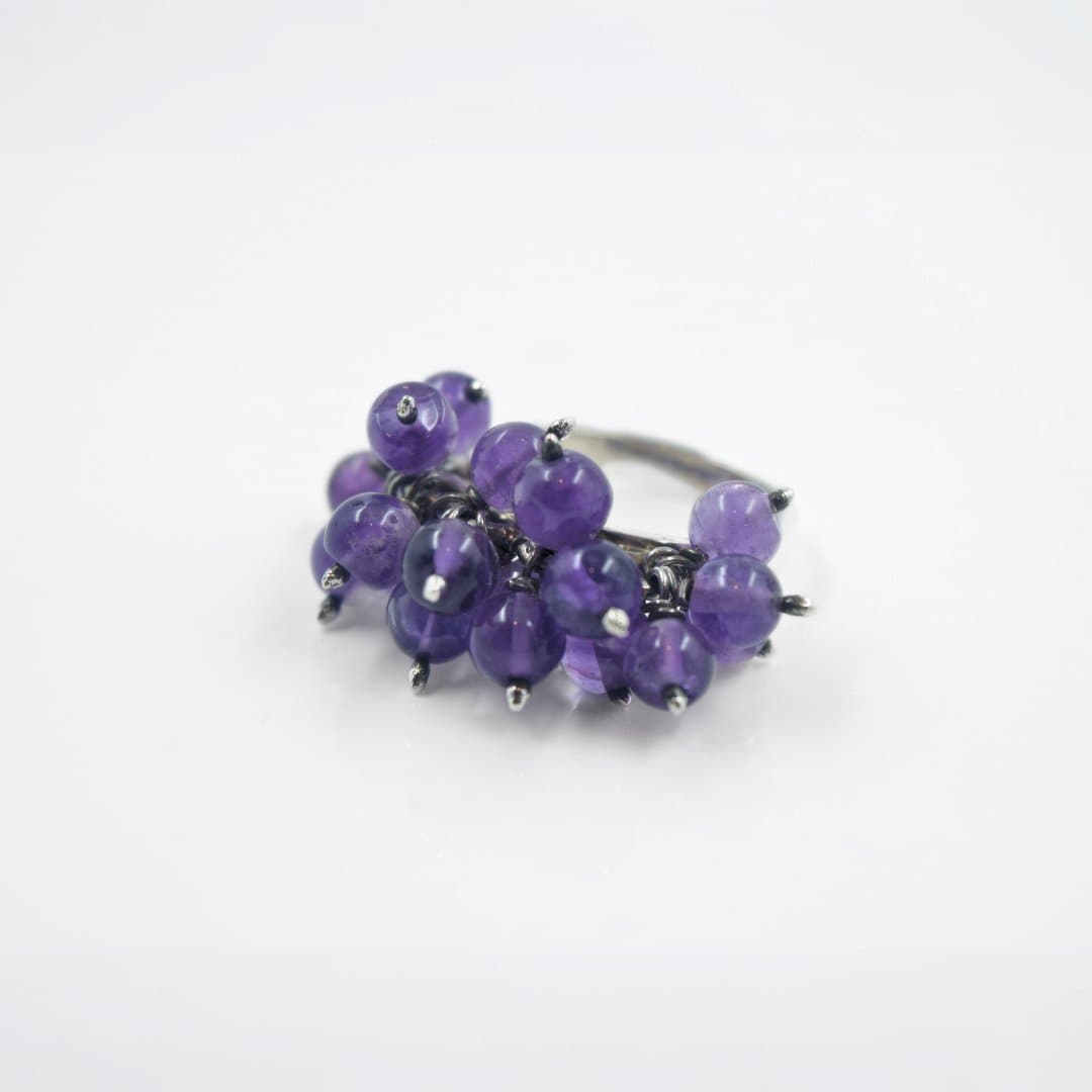 Amethyst Bead Jhilmil Ring in 925 Silver - IAC Galleria