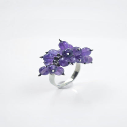 Amethyst Bead Jhilmil Ring in 925 Silver - IAC Galleria