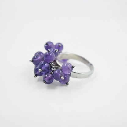 Amethyst Bead Jhilmil Ring in 925 Silver - IAC Galleria