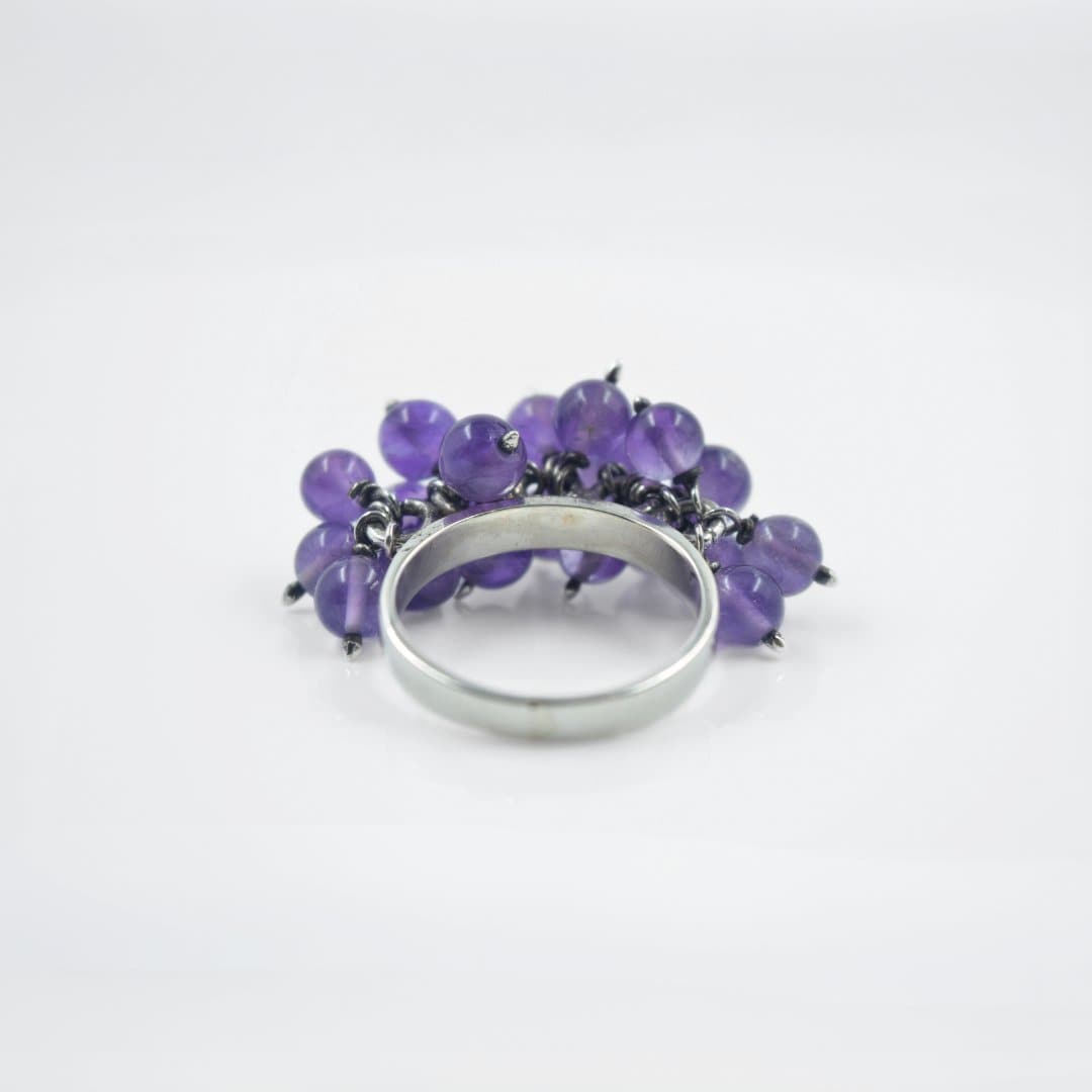 Amethyst Bead Jhilmil Ring in 925 Silver - IAC Galleria