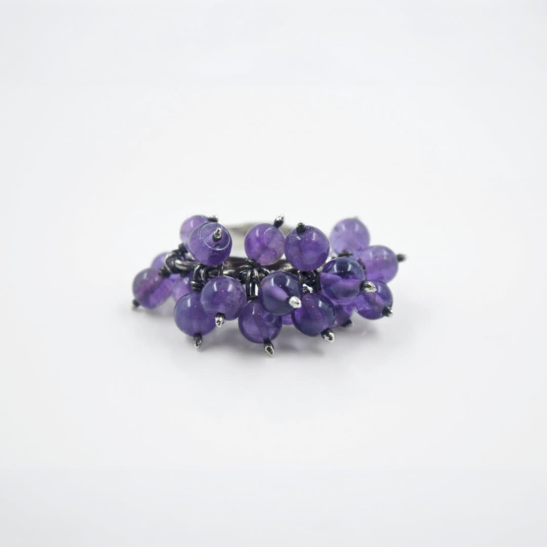 Amethyst Bead Jhilmil Ring in 925 Silver - IAC Galleria