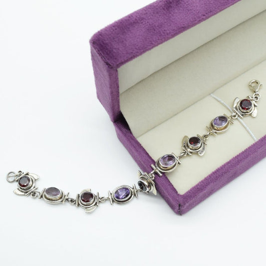 Amethyst & Garnet Bracelet in 925 Silver - IAC Galleria