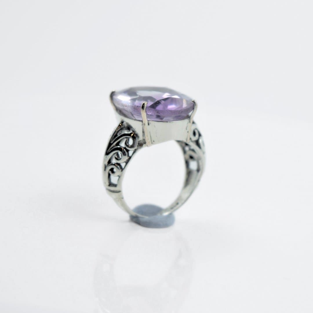 Amethyst in Paisley Band Ring in 925 Silver - IAC Galleria