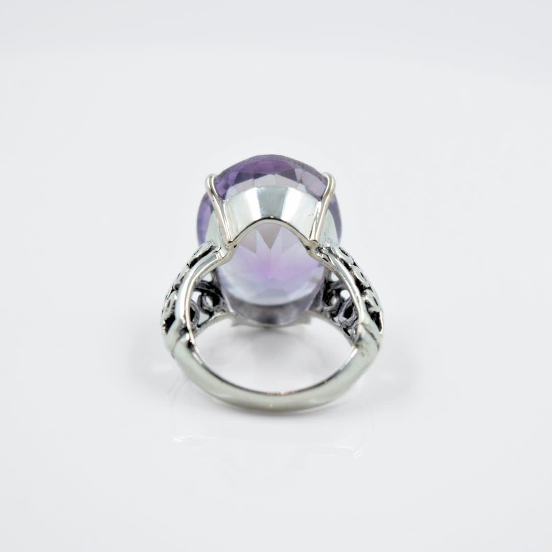 Amethyst in Paisley Band Ring in 925 Silver - IAC Galleria