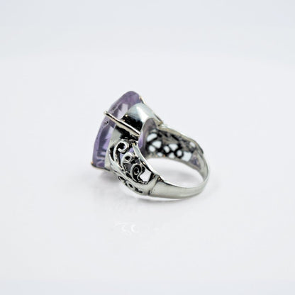 Amethyst in Paisley Band Ring in 925 Silver - IAC Galleria