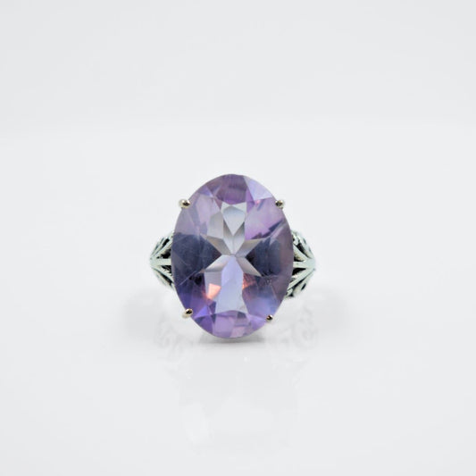 Amethyst in Paisley Band Ring in 925 Silver - IAC Galleria