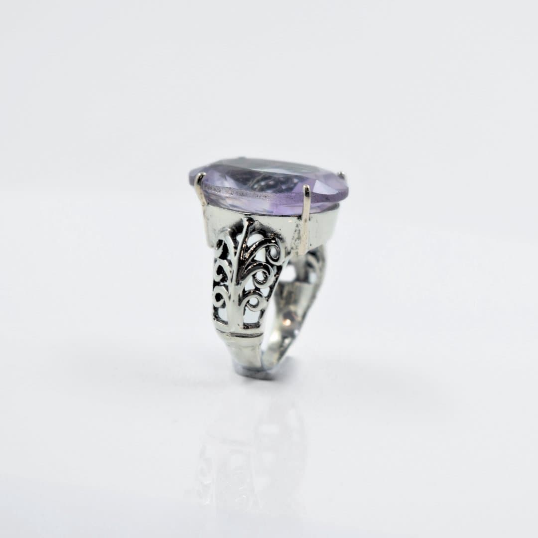 Amethyst in Paisley Band Ring in 925 Silver - IAC Galleria