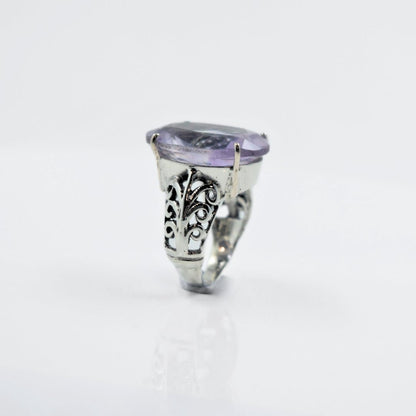 Amethyst in Paisley Band Ring in 925 Silver - IAC Galleria