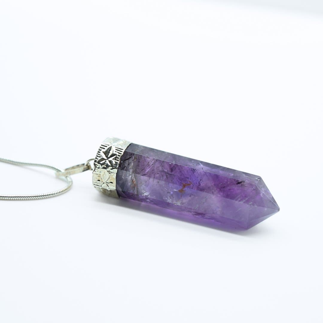 Amethyst Mini Wand Pendant in 925 Silver- Without Chain - IAC Galleria