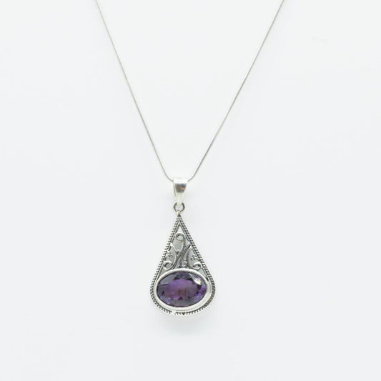 Amethyst Paisley Drop Pendant in 925 Silver- Without Chain - IAC Galleria