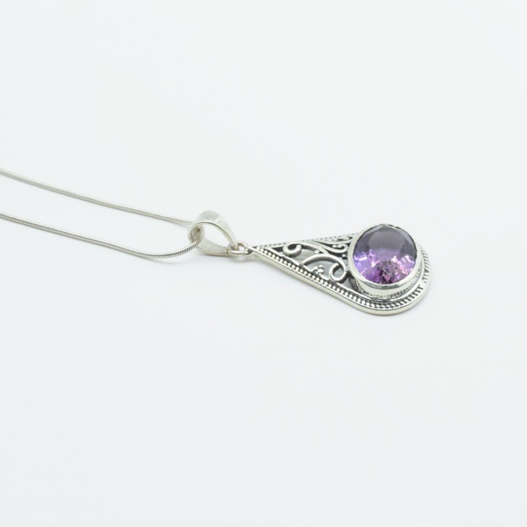 Amethyst Paisley Drop Pendant in 925 Silver- Without Chain - IAC Galleria