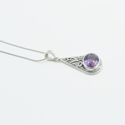 Amethyst Paisley Drop Pendant in 925 Silver- Without Chain - IAC Galleria