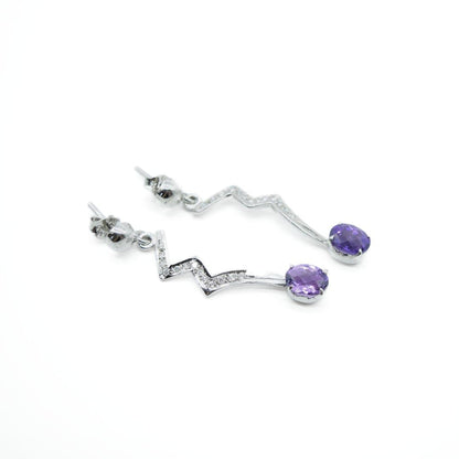 Amethyst & Zircon Bolt Earrings in 925 Silver - IAC Galleria