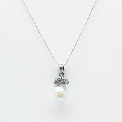 Baroque Pearl & Diamond Pendant in 925 Silver- Without Chain - IAC Galleria