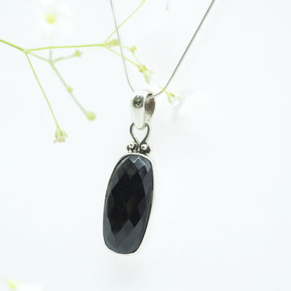 Black Onyx Pendant in 925 Silver- Without Chain - IAC Galleria