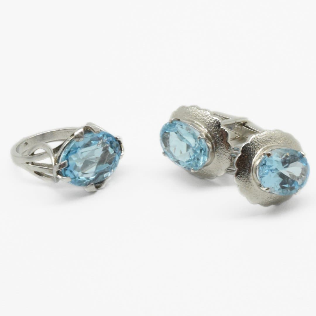 Blue Topaz Cufflinks & Ring Set - IAC Galleria