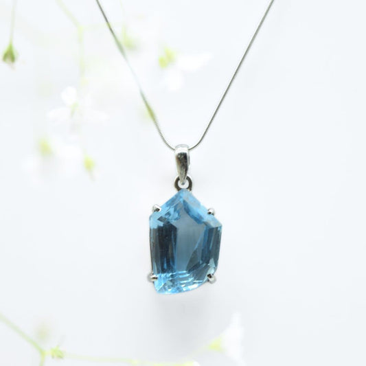 Blue Topaz Pendant in 925 Silver- Without Chain - IAC Galleria