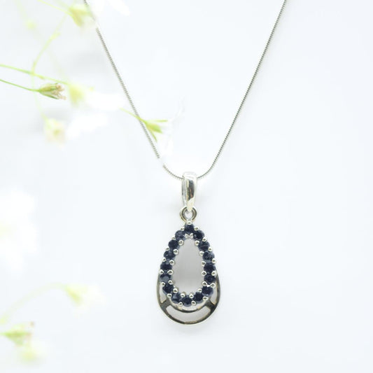 Blue Zircon Drop Pendant in 925 Silver- Without Chain - IAC Galleria