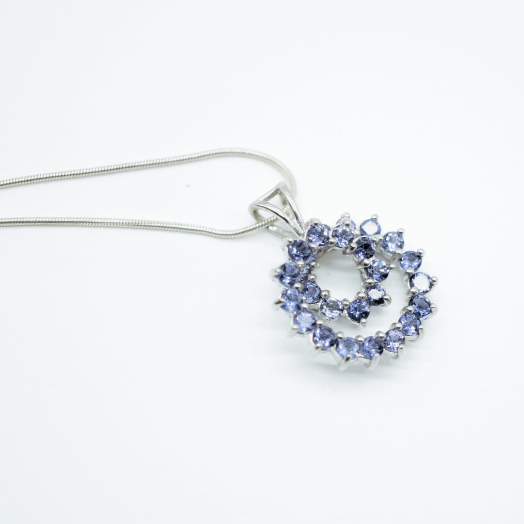 Blue Zircon Spiral Pendant in 925 Silver- Without Chain - IAC Galleria