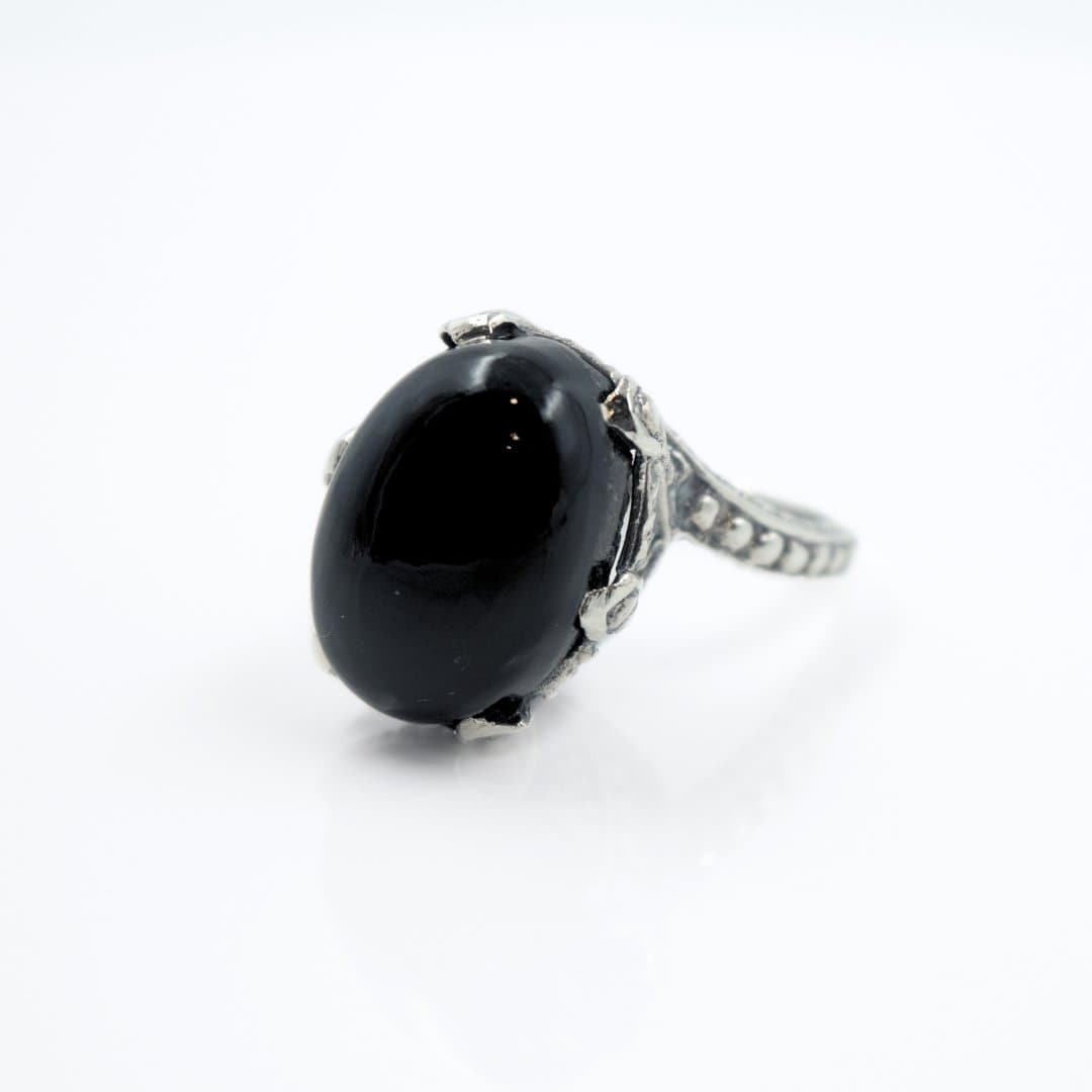 Cabochon Black Onyx Ring in 925 Silver - IAC Galleria